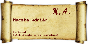 Macska Adrián névjegykártya