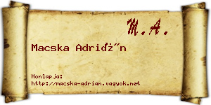 Macska Adrián névjegykártya